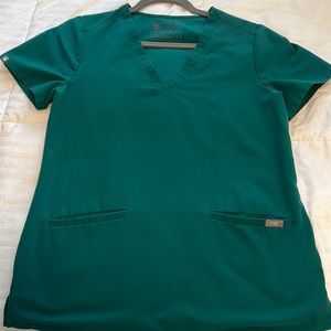 Hunter Green Figs Scrub Top Size Small